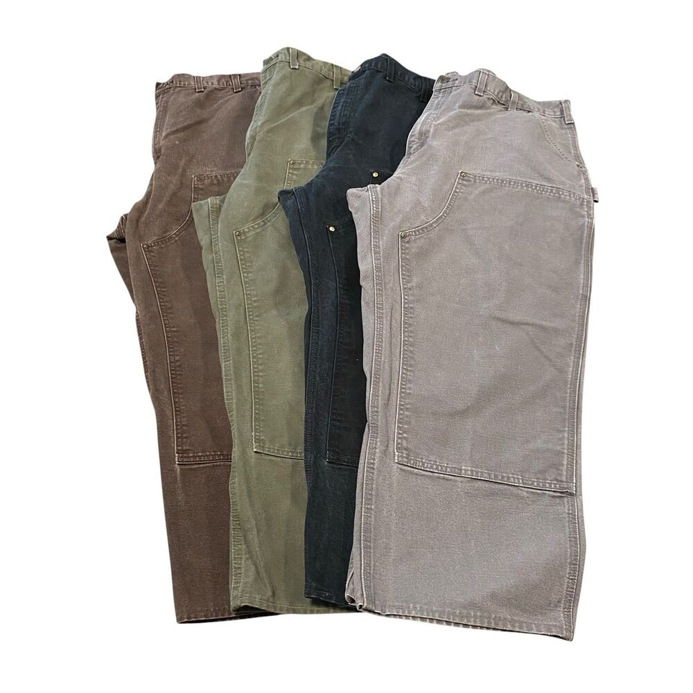 *Hemmed Men’s Carhartt Double Knee Pants Jeans Lot Of 4 Vintage Styl 42x26 42x30